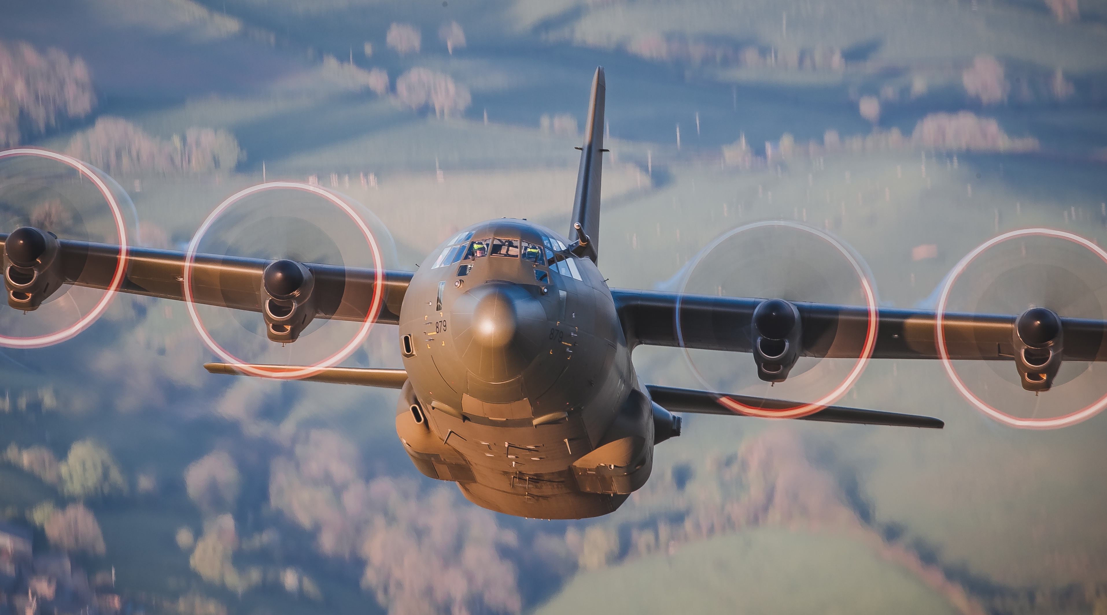 Hercules aircraft in flight.